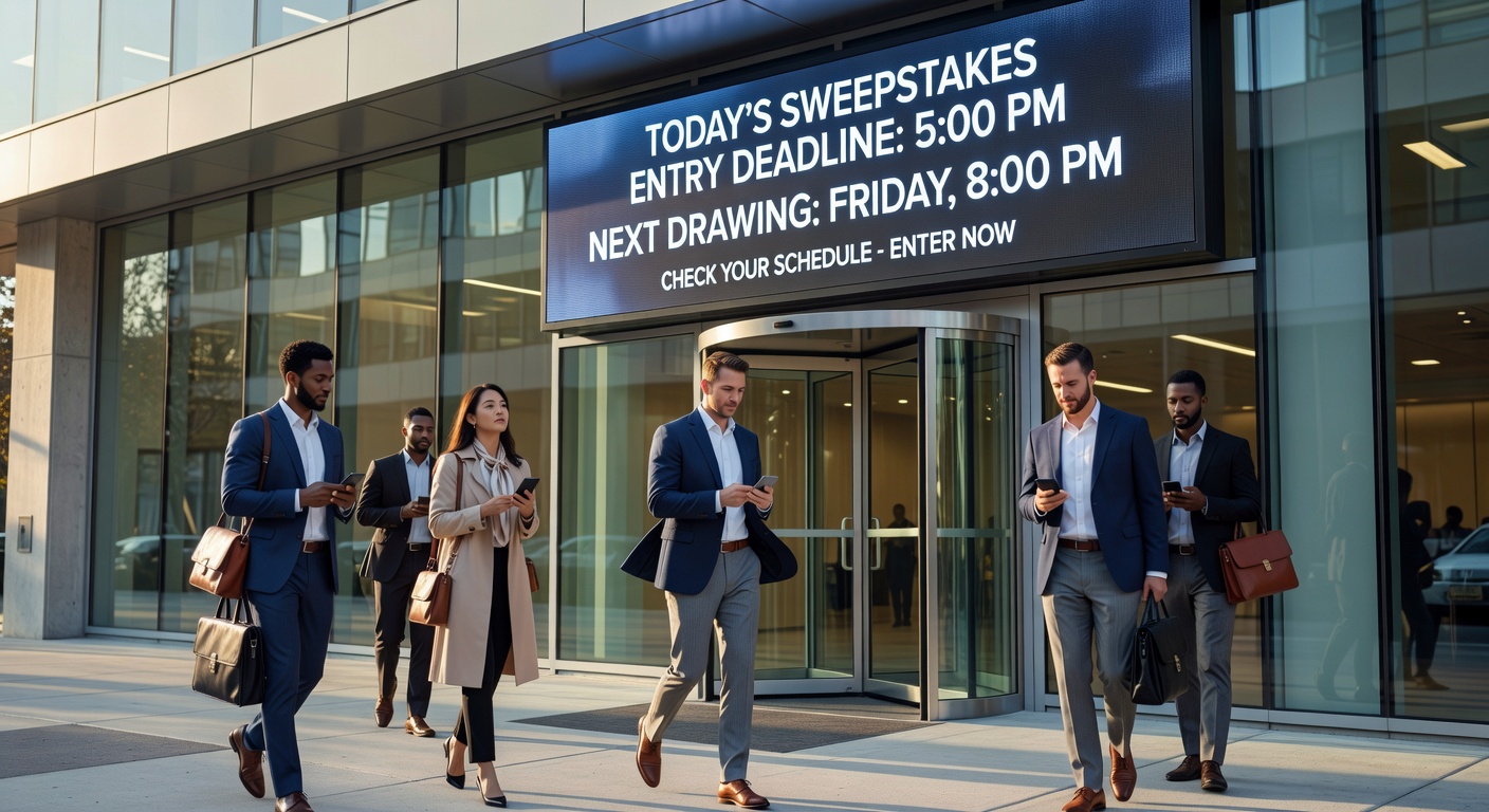 Calendar overlay showing recurring sweepstakes entry windows with highlighted daily and weekly slots