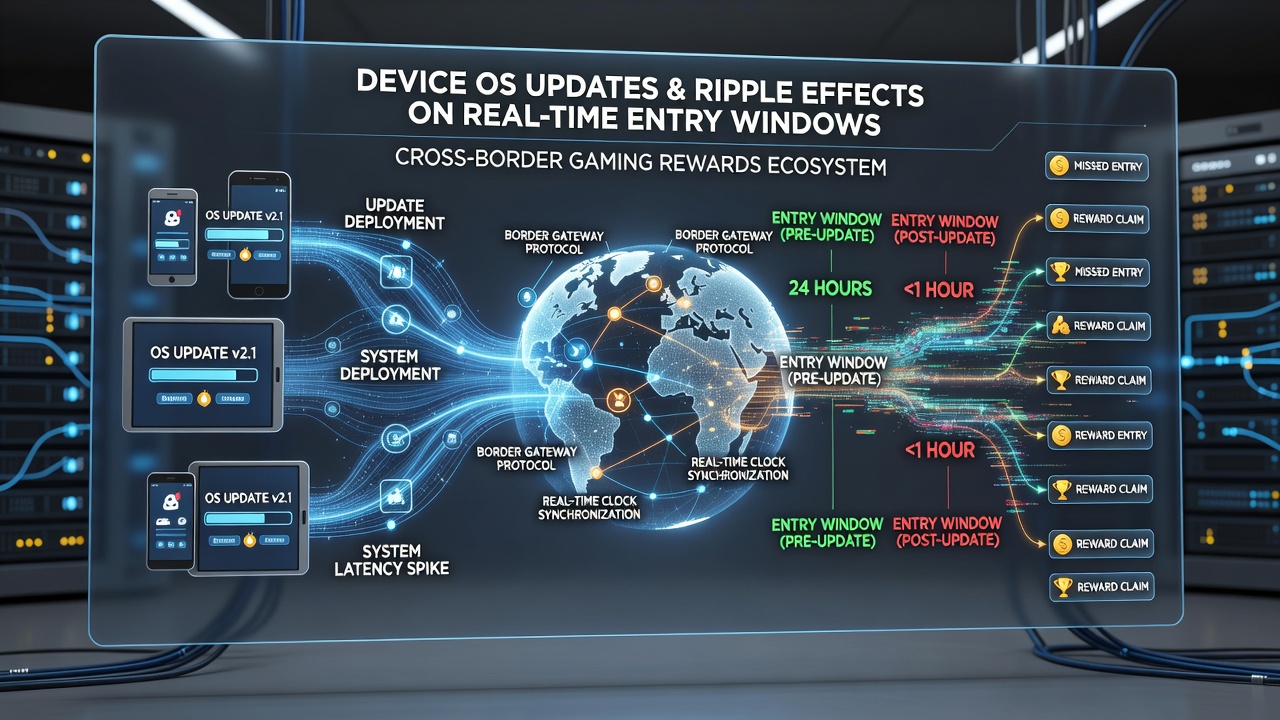 Chart displaying notification delay patterns after major OS updates across regions participating in cross-border gaming rewards