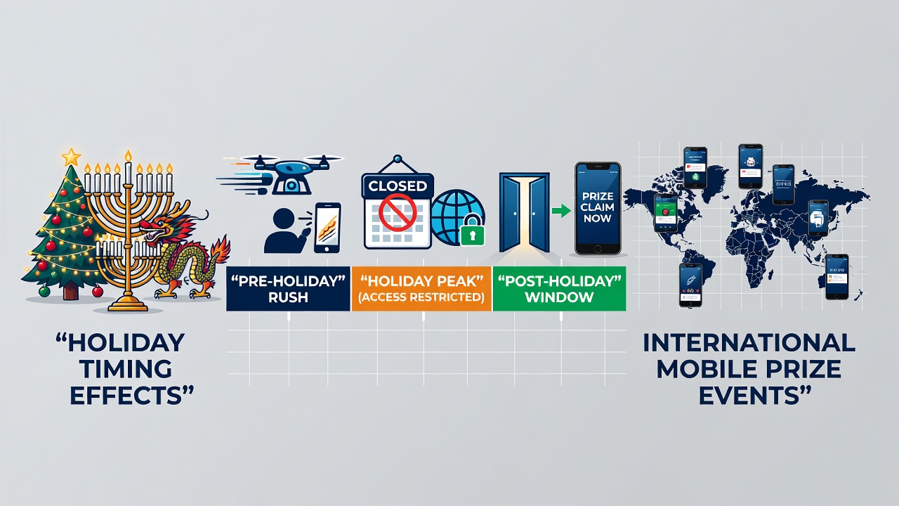 Mobile device screen displaying varied holiday-adjusted entry deadlines across different international zones