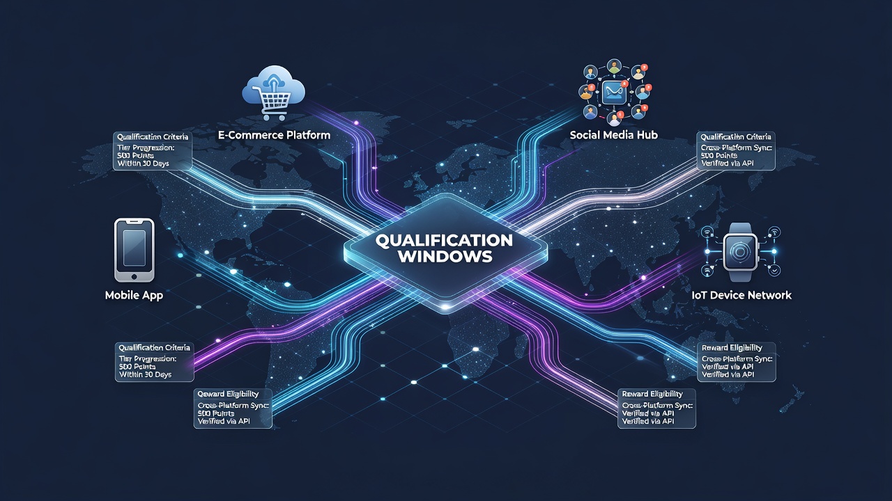 Flowchart depicting data synchronization points and qualification timeline adjustments across time zones