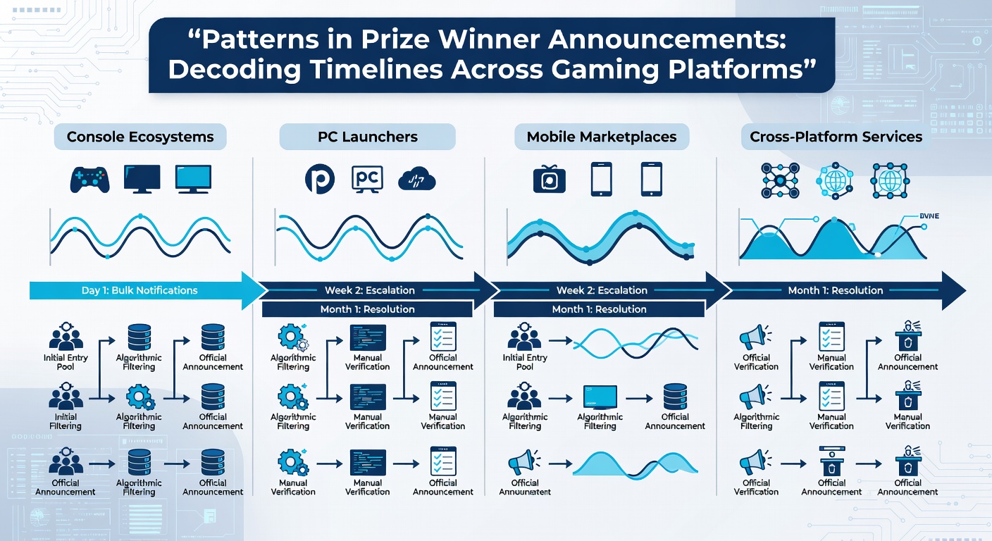 Infographic timeline illustrating average announcement delays by gaming platform type, highlighting peaks in mobile and social categories