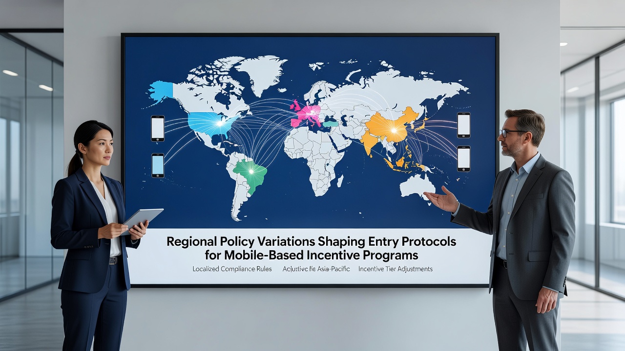 Global map overlay showing policy-driven variations in mobile incentive entry systems
