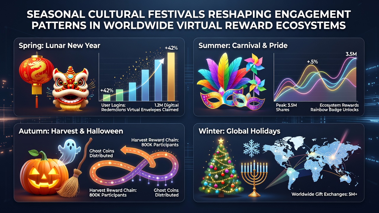 Global users participating in virtual reward activities during cultural festivals