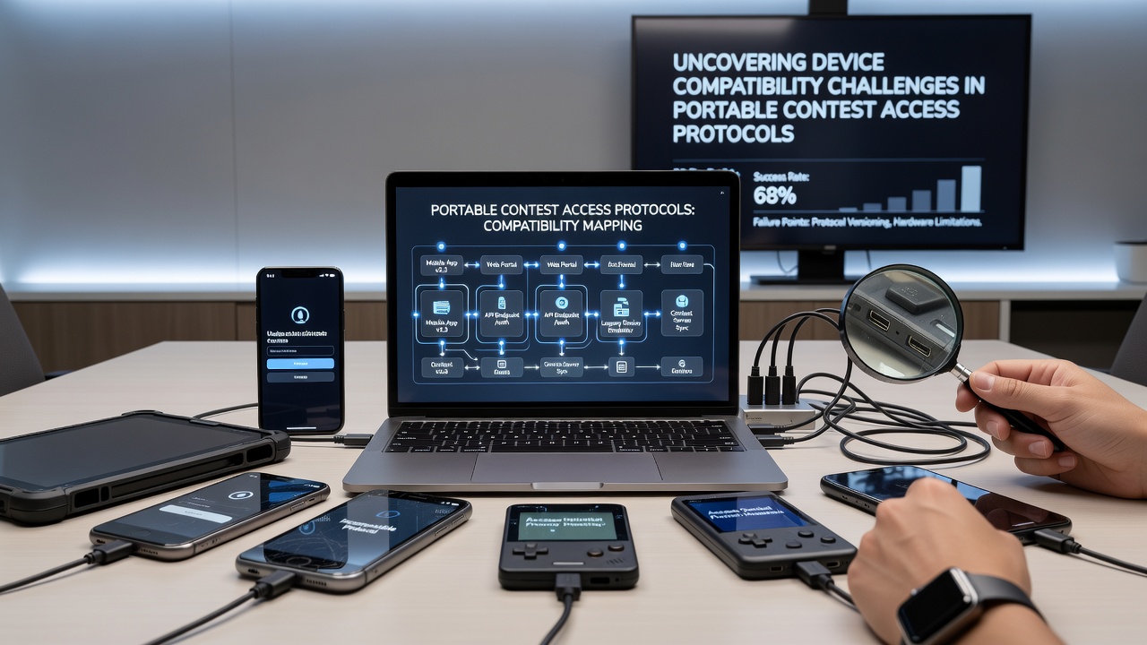Close-up of mobile contest interface showing error messages related to device compatibility
